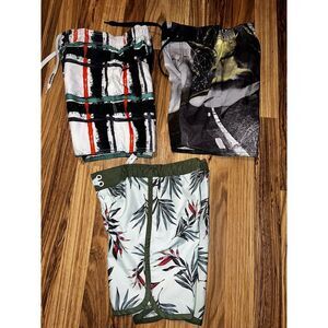 Joe Boxer Sharks Art Class Boys Swim Trunks Sz 6‎ Lot Of 3